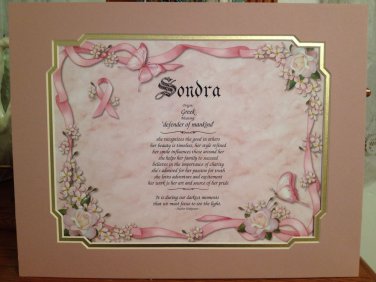 Personalized First Name Meaning Gift Breast Cancer Mother Friend Daughter