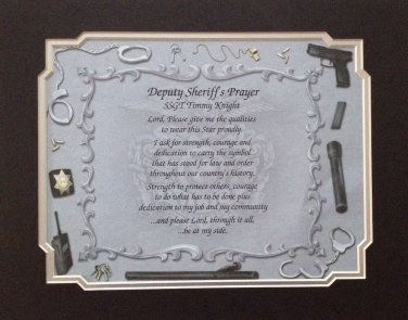 Deputy Sheriff's Personalized Prayer Gift Birthday Christmas Father's Day Matted