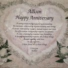 Happy Anniversary Gift for Wife or Husband Personalized Poem on Art