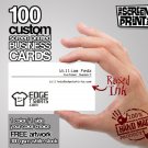 100 Custom BUSINESS CARDS. Hand screen printed. 1 color / 1 side