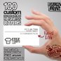 100 Custom BUSINESS CARDS. Hand screen printed. 1 color / 1 side
