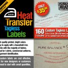 160 Custom Heat Transfer Iron on Tagless labels 2 colors Size 2.5 x 1.5 in.