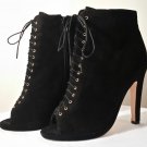 NWB *Dolce Vita** Black Lace-Up Peep-Toe Ankle Boots/Size 8 B, M/Reg. $149.99
