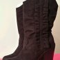 NWB Kensie Girl Maylisa Black Suede Ruffled Cowboy Boots/Size 7 Medium/Reg. $89!