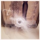 Shabby Chic Bridal Fascinator - Handmade Satin Rose with Faux Gem - White - Darla