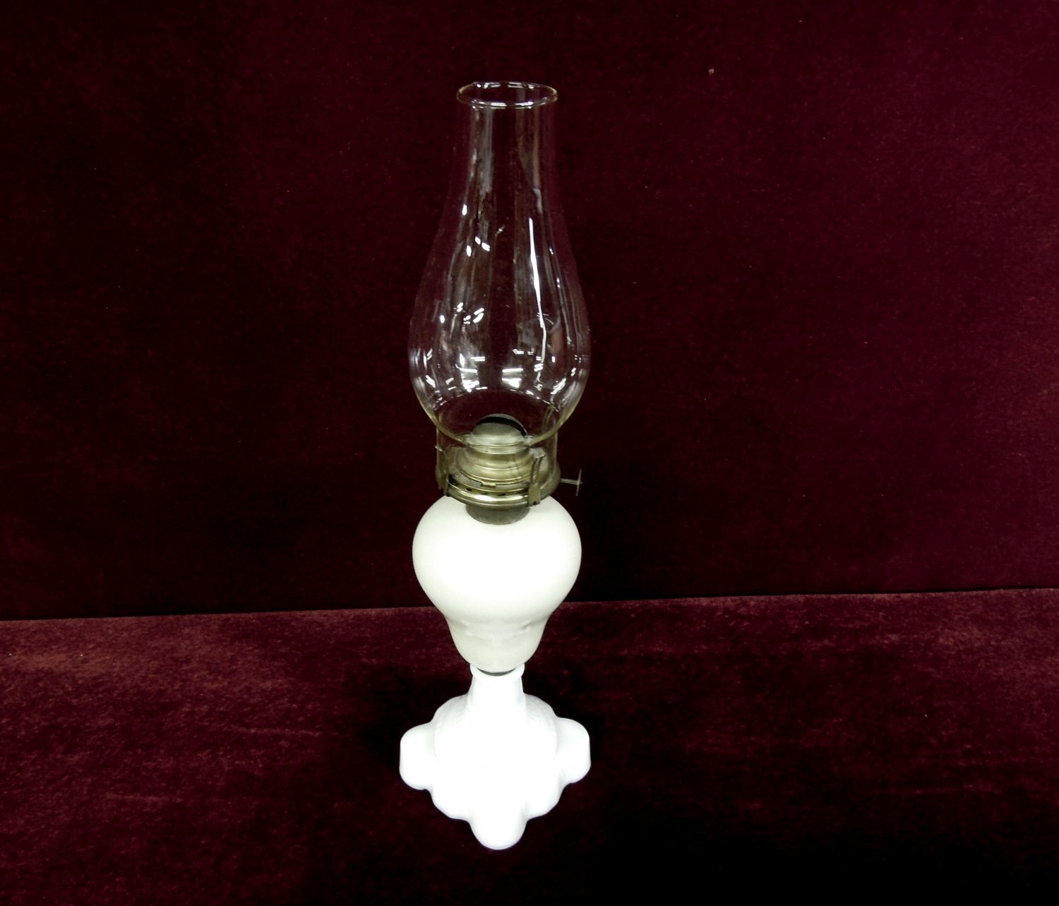 Antique Vintage Kerosene Oil Lamp Milk Glass ABCO Burner 1