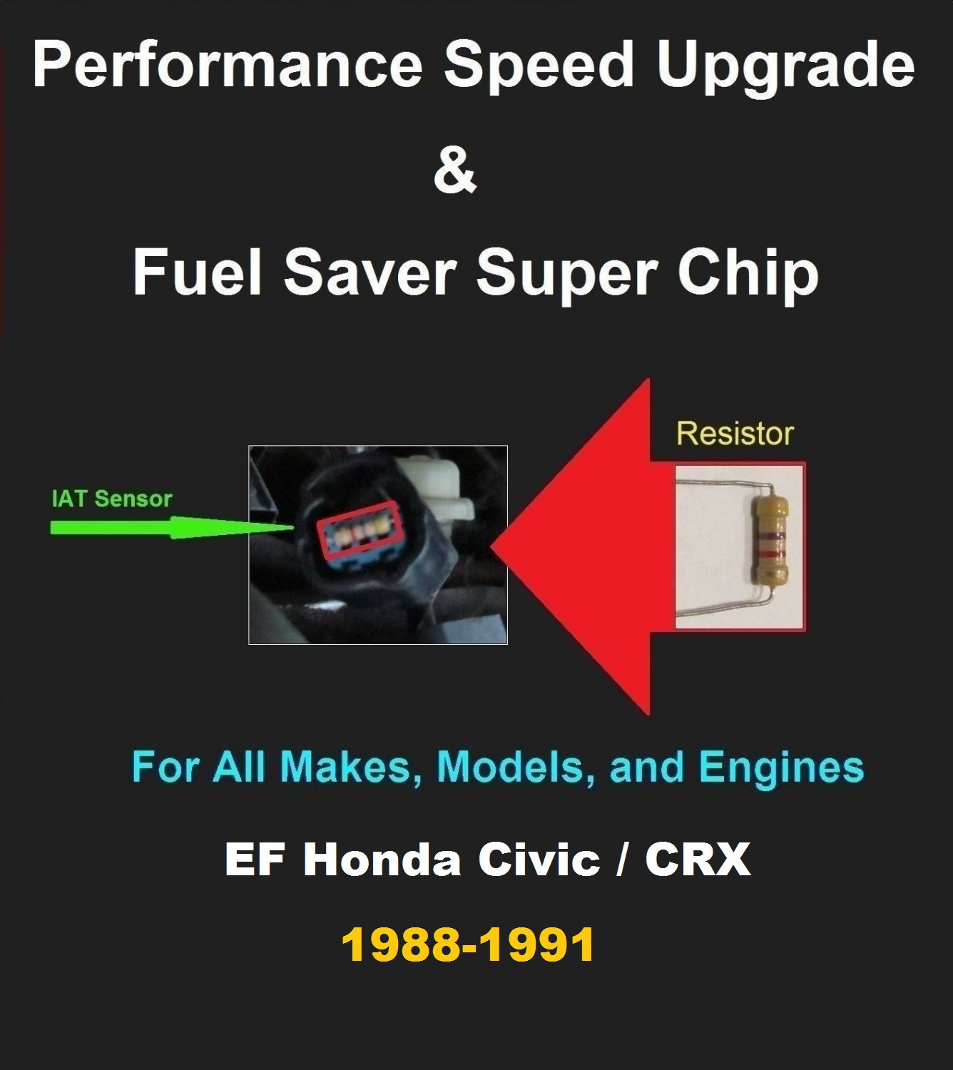 EF Civic / CRX 88-91 Performance IAT Sensor Resistor Chip Mod Kit Increase MPG HP Power Gas Saver