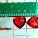 20 pcs Big Plastic Diamond Cut Red Colors Beads Stick on Cards Paper Art DIY2s