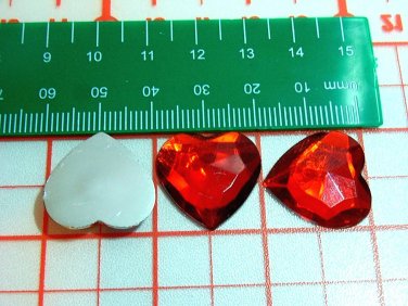 20 pcs Big Plastic Diamond Cut Red Colors Beads Stick on Cards Paper Art DIY2s
