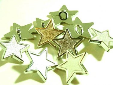10 pcs Silver Plated Star Alloy 17mm Button DIY119