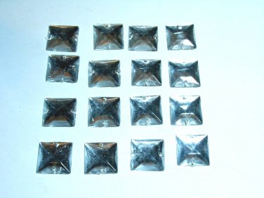 20 pcs Shine Acrylic Plastic 15mm Square Silver Back Beads DIY210