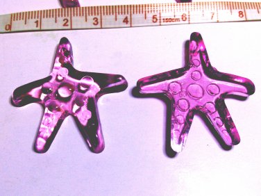 20 pcs Acrylic Plastic 38x35mm Big Sea Star Starfish Purple Beads DIY205