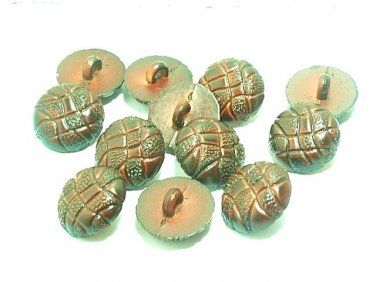 12 pcs Round Brown Carved Plastic 15mm Button DIY151