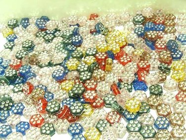 100 pcs Silver Painted Plastic Assort 8mm Hexagon Beads DIY62