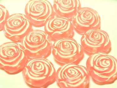 20 pcs Pink Color Big Rose Plastic Beads DIY66