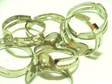 6 pcs Silver Tone 17mm Rings Open-Sized DIY81