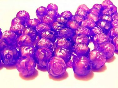 100 pcs Fancy Purple Rose Ball Beads sew Dress DIY21