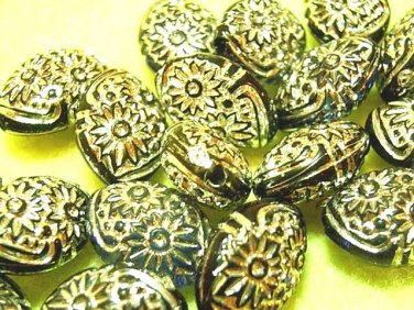 80 pcs Silver Color Painted Oval Plastic Beads DIY37