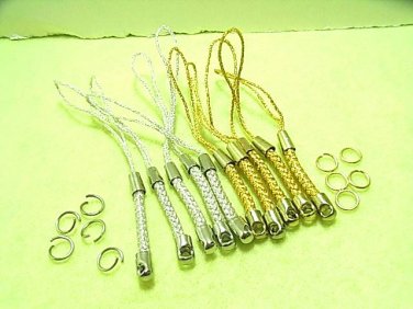 10 pcs Gold & Silver Color Mobile Strap w Jump Ring DIY121