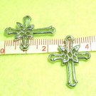 4 pcs Quality Phodium Silver Tone Cross Pendant DIY128