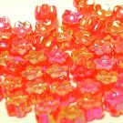 100pcs Small Fancy Red Flowers Plastic Beads DIY72