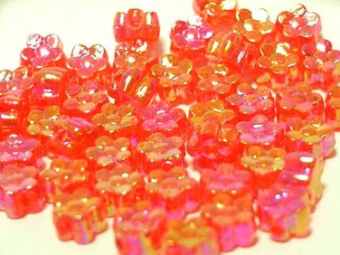 100pcs Small Fancy Red Flowers Plastic Beads DIY72