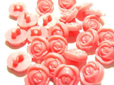 20 pcs Pink Rose Plastic T Shirt 11mm Button DIY118