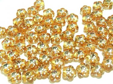 100pcs Orange Flowers Arcylic Plastic Beads DIY116