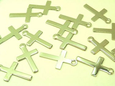 40 pcs 16x10mm Silver Tone Plated Cross Alloy Pendant DIY167