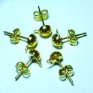 10 pairs Nickel Free Gold Tone Earring Studs & Back DIY172a