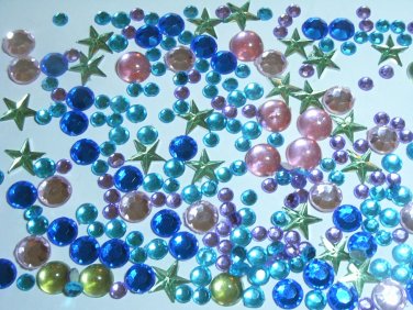 120 pcs Plastic Diamond Cut Colors Beads Stick on Cards Paper Art DIY245