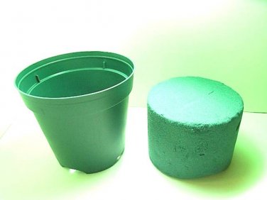 3 set Green Artificial Flower's Sponge with Plastic Pot