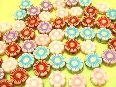 50pcs Assort Color Flowers Quality Plastic Bead DIY74