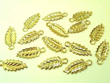 40pcs 16mm Gold Tone Leaves Alloy Pendant DIY163