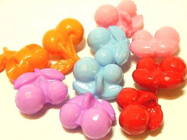 10 pcs Assort Color Cherry Plastic Beads Button DIY77