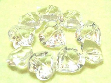 10 pcs Clear Tiny1.3cm Heart Arcylic Quality Button DIY28s
