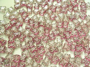 100 pcs Silver Painted Arcylic Assort 7x8mm Butterfly Beads DIYM