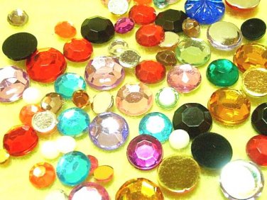 100 pcs Plastic Diamond Cut Colors Beads Stick on Cards DIY45
