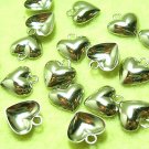 40 pcs Tiny Silver Tone 9mm Heart Alloy Pendant DIY127