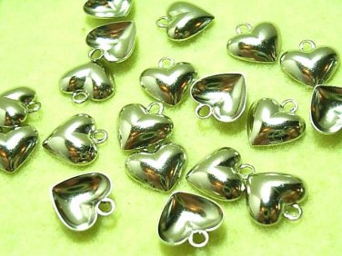 40 pcs Tiny Silver Tone 9mm Heart Alloy Pendant DIY127