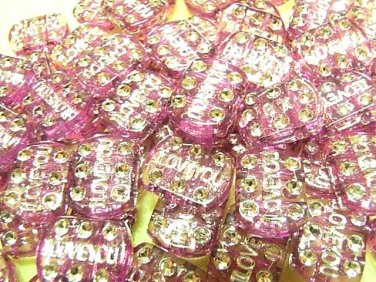 100 pcs I love U Fancy Purple Silver Paint Beads DIY32