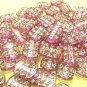 100 pcs I love U Fancy Purple Silver Paint Beads DIY32