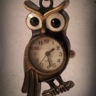 Steampunk Brass Tone Owl Quartz Watch Pendant - A Hoot With Time