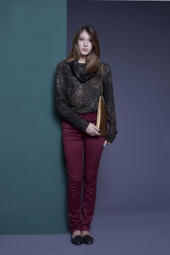 Women's Blouse/ Long sleeve Shirt/ Brown Top/ turtleneck top /Draped Top /Jersey Turtle-Neck Shirt