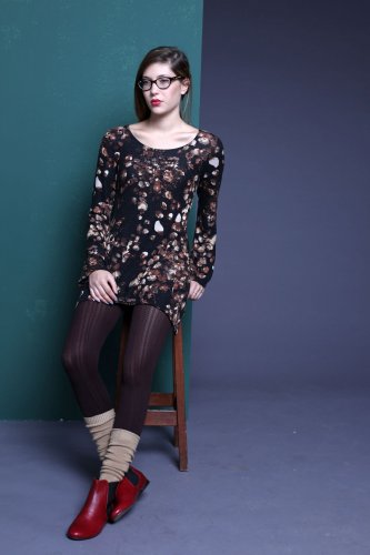 Floral Knit \Long Sleeve Blouse\Jersey Blouse\Long sleeve shirt