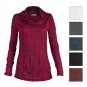 Turtleneck Top\Red Shirt\Long Sleeve Blouse\Drape Top\Wrinkled Turtleneck Shirt