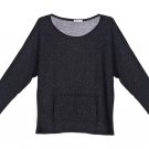 Women Sweatshirt\Black Sweatshirt\One Size Sweatshirt\Loose Shirt\Round Neckline Shirt