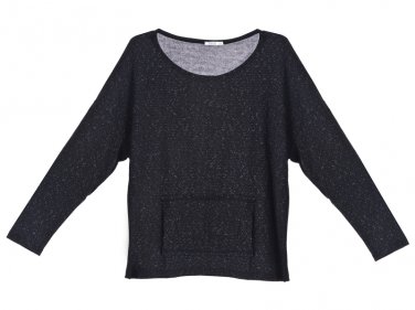 Women Sweatshirt\Black Sweatshirt\One Size Sweatshirt\Loose Shirt\Round Neckline Shirt