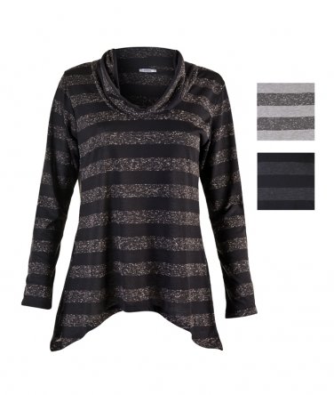 Striped Knit Turtleneck \Long Sleeve Blouse \ Cowl Neck Blouse\Long sleeve shirt \ Long sleeve top