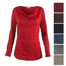Wrinkled Basic long sleeve shirt \ basic top\ Basic blouse \ cowl neckline blouse\ long sleeve shirt